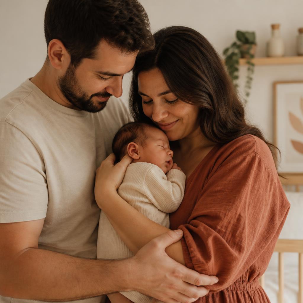 Família com bebé num momento de calma