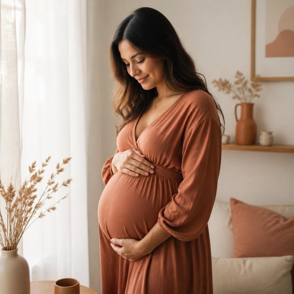 Mulher grávida em ambiente acolhedor